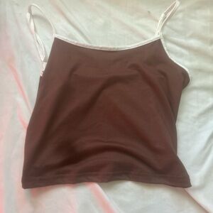 brown and white tank top